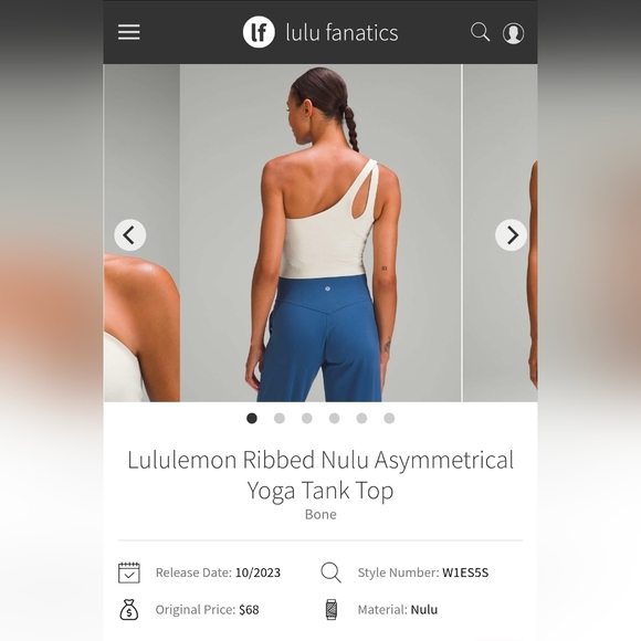 Lululemon Ribbed Nulu Asymmetrical Yoga Tank Top Light Support A/B Cup Bone 10 - Picture 6 of 12